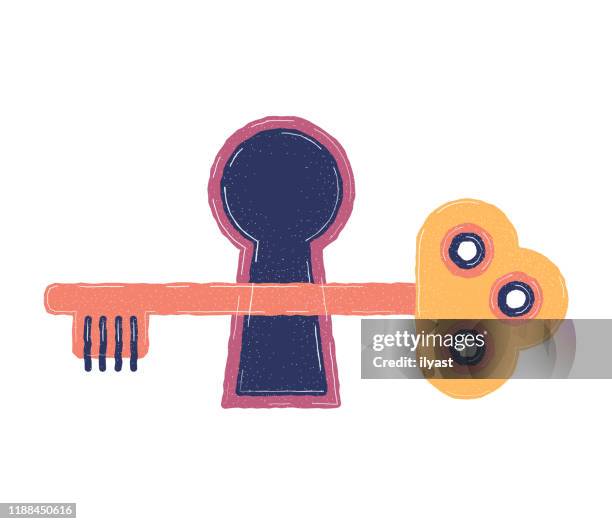 key to success flat & line icon design - secure act stock illustrations