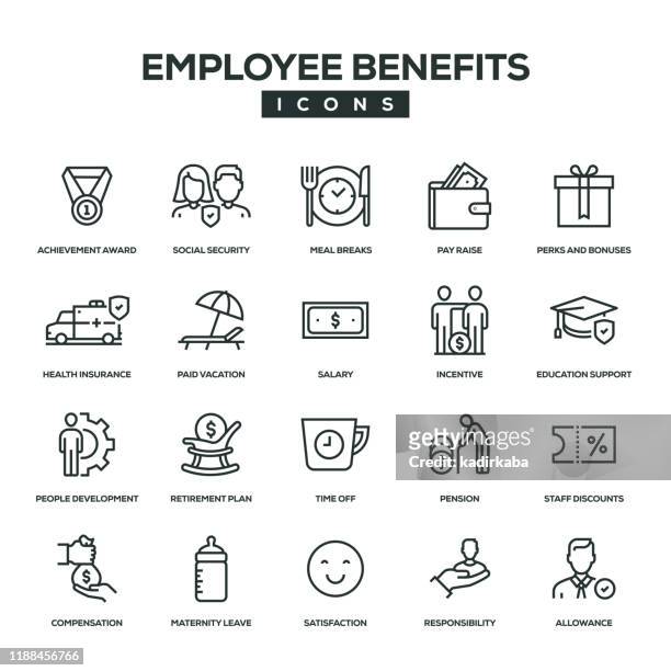 symbolsatz für mitarbeiterleistungen - bürojob stock-grafiken, -clipart, -cartoons und -symbole