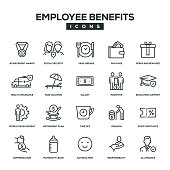 Employee Benefits Line Icon Set