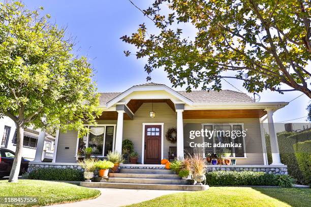 craftsman bungalow house - arts and crafts movement stock pictures, royalty-free photos & images