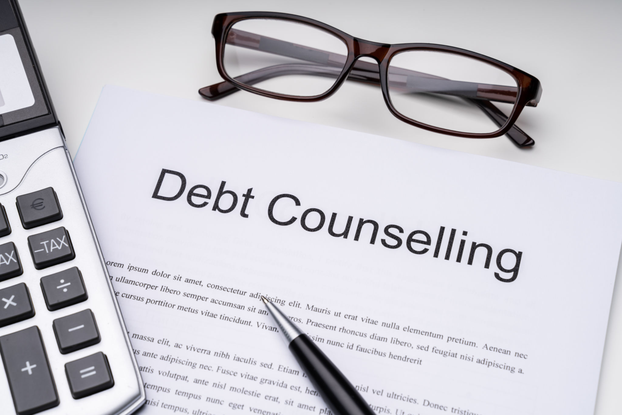 Debt Counseling Document With Office Accessories Debt Counseling Document With Office Accessories