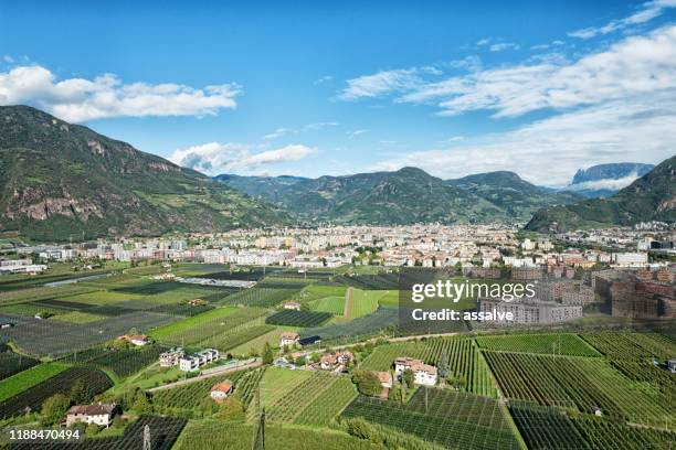 cityscape of the city bolzano, bozen in south tyrol italy - bolzano stock pictures, royalty-free photos & images