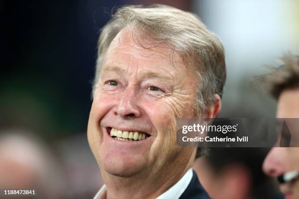 Age Hareide, Head Coach of Denmark looks on ahead of the UEFA Euro 2020 qualifier between Republic of Ireland and Denmark at Dublin Arena on November...