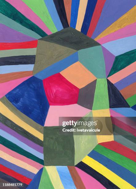 colourful shapes painted background patter - gouache stock illustrations