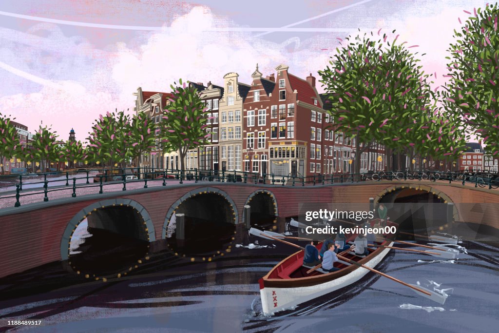 Amsterdam in Netherlands stock illustration