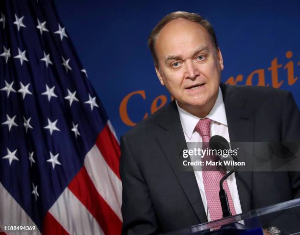 Russian Ambassador to the United States Anatoly Antonov speaks during a discussion about the legacy of Anatoly Dobrynin at the Woodrow Wilson...