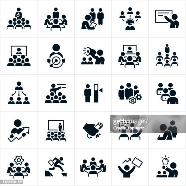 training and development icons - learning objectives icon stock illustrations