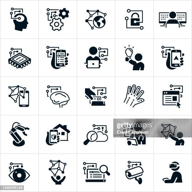 tech industry icons - deep learning stock illustrations