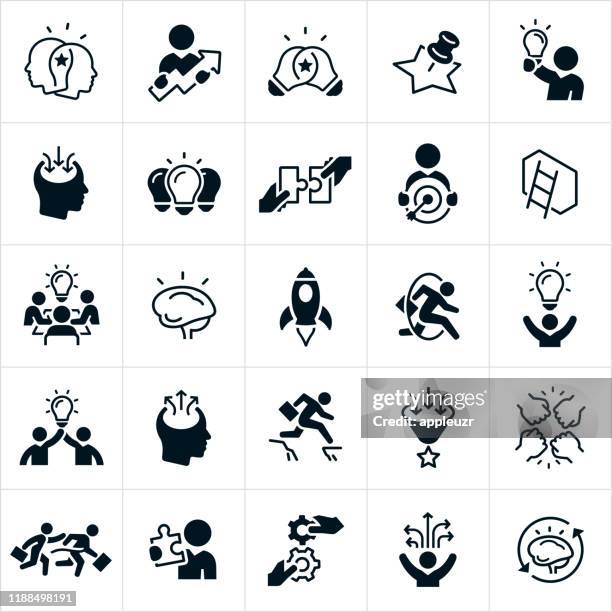 bildbanksillustrationer, clip art samt tecknat material och ikoner med ikoner för kreativitet och innovation - inspiration