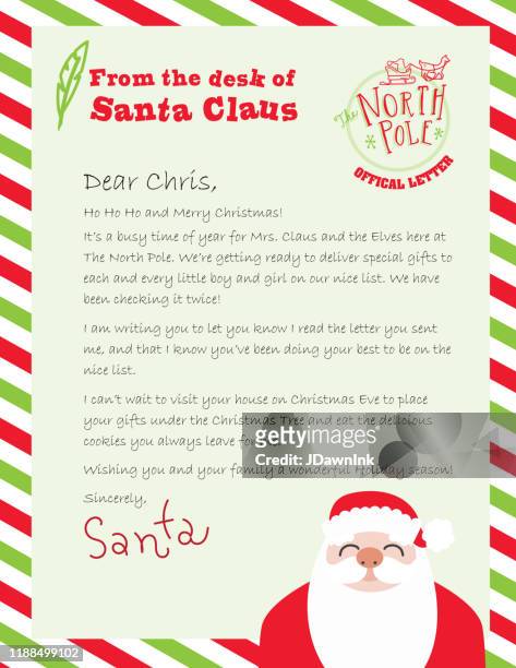 official letter from the desk of santa claus - message stock illustrations
