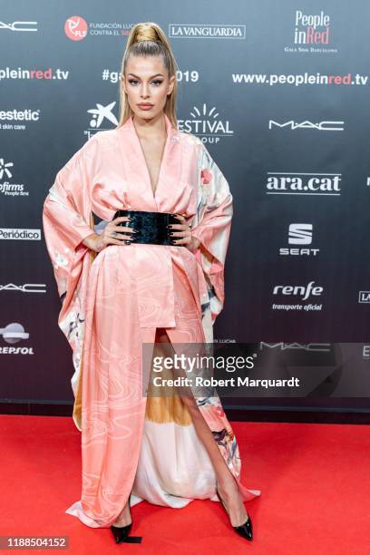Spanish model Jessica Goicoechea attends the People in Red gala at the Sant Jordi Club on November 18, 2019 in Barcelona, Spain.