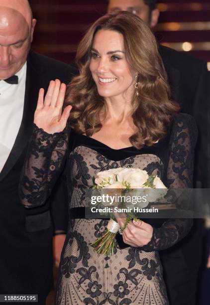 Catherine, Duchess of Cambridge attends the Royal Variety Performance at Palladium Theatre on November 18, 2019 in London, England.