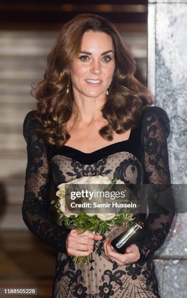 Catherine, Duchess of Cambridge attends the Royal Variety Performance at Palladium Theatre on November 18, 2019 in London, England.