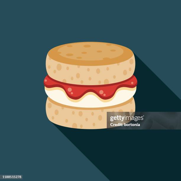 scone with cream and jam cricket icon - scone stock illustrations