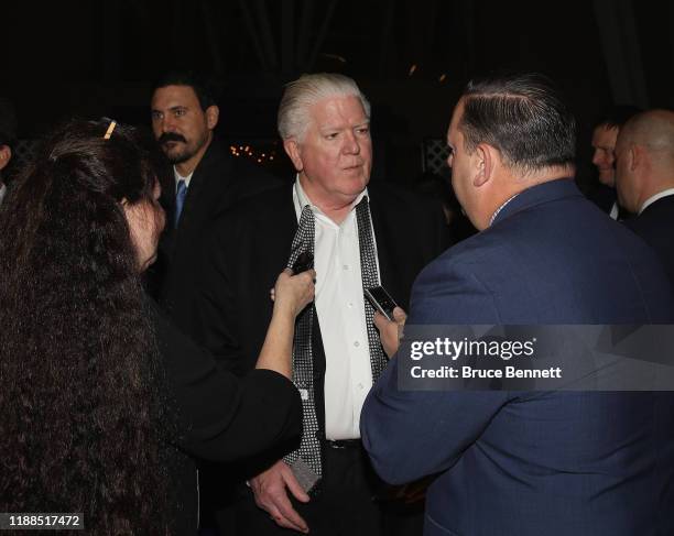 Brian Burke walks the red carpet prior to the 2019 Induction Ceremony at the Hockey Hall Of Fame on November 18, 2019 in Toronto, Canada.