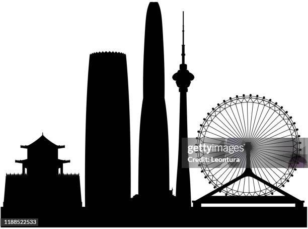 tianjin skyline (all buildings are complete and moveable) - vantage point stock illustrations