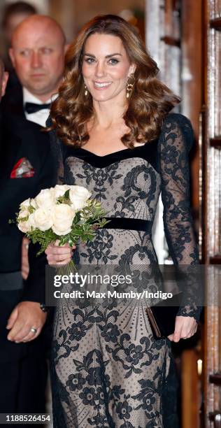 Catherine, Duchess of Cambridge attends the Royal Variety Performance at the Palladium Theatre on November 18, 2019 in London, England.