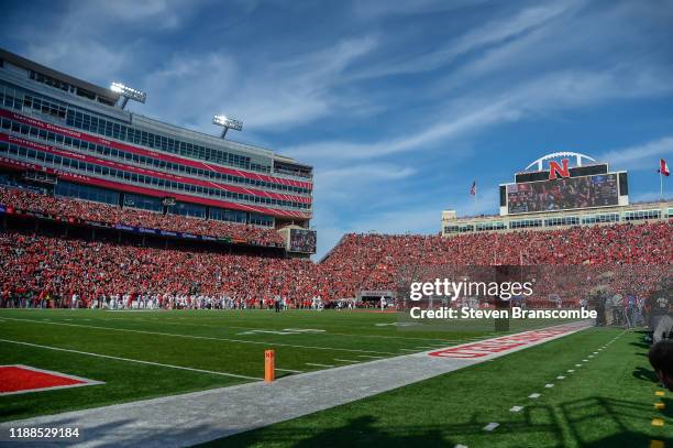 General view of the stadium during the game between the Nebraska Cornhuskers and the Wisconsin Badgers at Memorial Stadium on November 16, 2019 in...