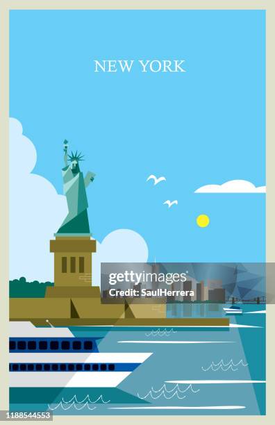 illustrations, cliparts, dessins animés et icônes de new york - statue de la liberté