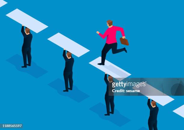 a group of businessmen create a way for leaders - prop stock illustrations