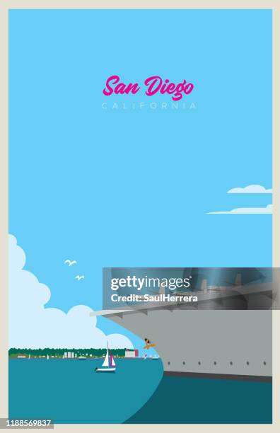 san diego - warship stock illustrations