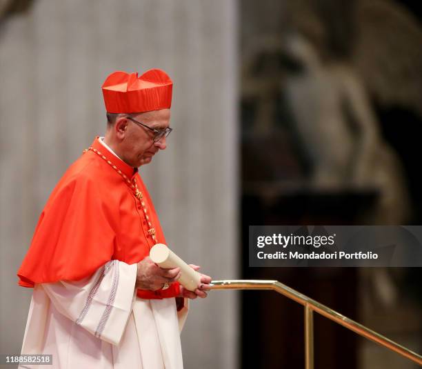 Consistory for the creation of five new cardinals chaired by Pope Francis . The catholic Cardinal and Bishop Juan Josè Omella. Vatican City, 28th...