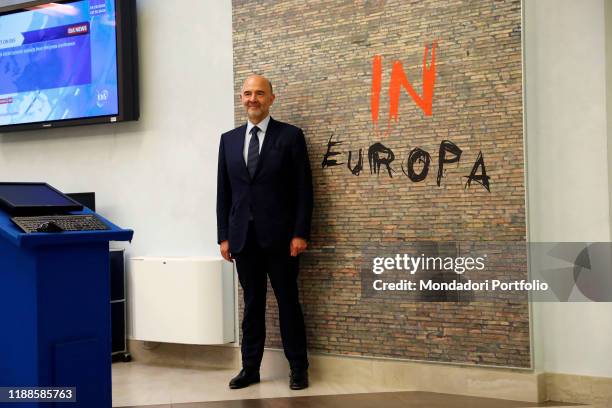 Sede della Rappresentanza della Commissione Europea. Conferenza stampa del Commissario Ue agli affari economici e monetari, Pierre Moscovici. Nella...