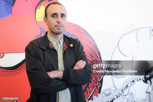 The cartoonist Michele Rech, in art Zerocalcare, at the opening of his exhibition "Scavare fossati-Nutrire coccodrilli" at MAXXI National Museum of...