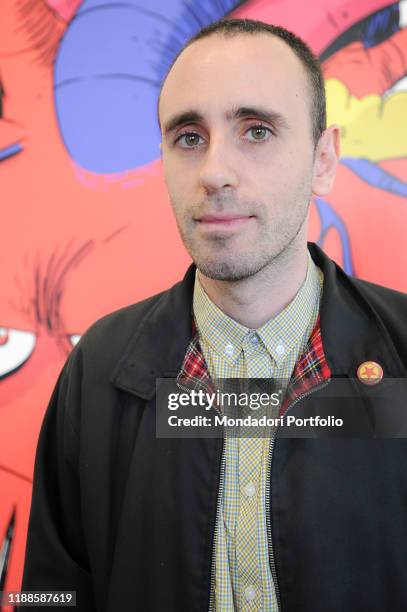 The cartoonist Michele Rech, in art Zerocalcare, at the opening of his exhibition "Scavare fossati-Nutrire coccodrilli" at MAXXI National Museum of...