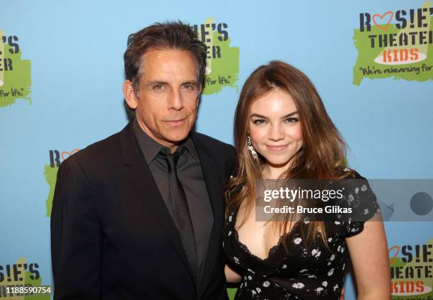 Honoree Ben Stiller and daughter Ella Stiller pose at the 2019 Rosie's Theater Kids Fall Gala at The New York Marriott Marquis on November 18, 2019...