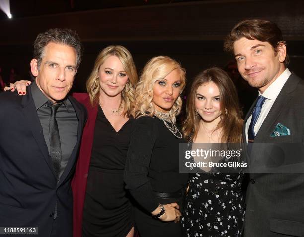 Honoree Ben Stiller, Christine Taylor, Orfeh, Ella Stiller and Andy Karl pose at the 2019 Rosie's Theater Kids Fall Gala at The New York Marriott...