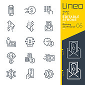 Lineo Editable Stroke - Banking and Finance line icons
