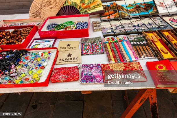 jinshanling great wall tourist souvenirs - craft stalls stock pictures, royalty-free photos & images