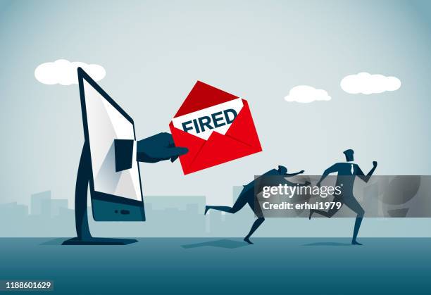 being fired - office politics stock illustrations