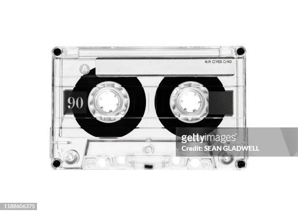 cassette tape black and white - man made object imagens e fotografias de stock