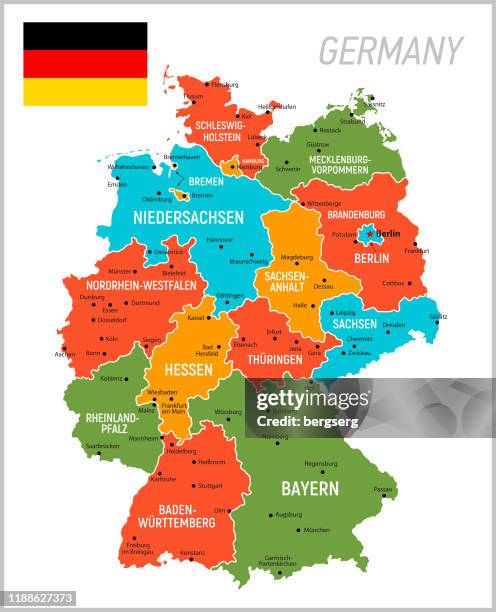 germany map. vector map with borders and national flag - stuttgart stock illustrations