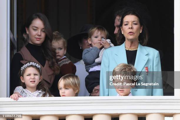 Princess Caroline of Hanover with children, Princess Alexandra of Hanover, India Casiraghi, Stefano Casiraghi and Alexandre Casiraghi pose at the...