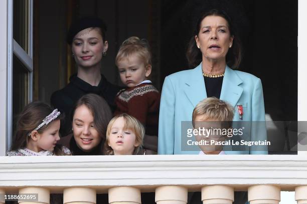 Beatrice Borromeo-Casiraghi and son Francesco Casiraghi, Princess Caroline of Hanover with children, Princess Alexandra of Hanover, India Casiraghi,...