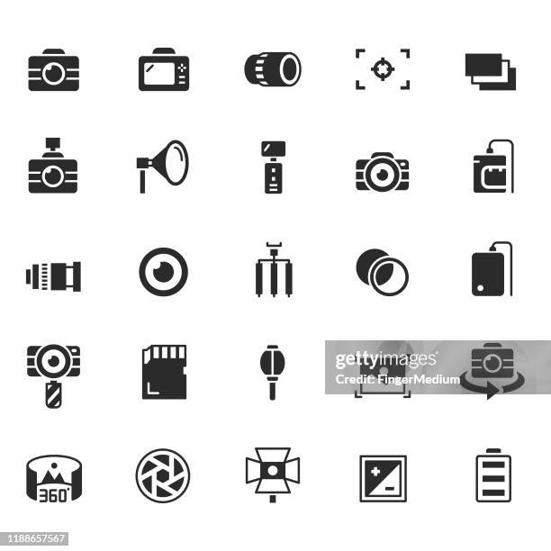 photography icon set - light meter stock illustrations