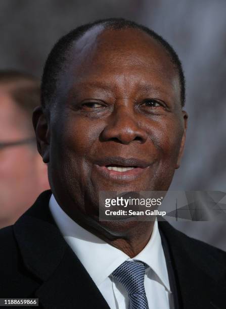 Alassane Ouattara, President of Ivory Coast, arrives for the Compact with Africa summit at the Chancellery on November 19, 2019 in Berlin, Germany....