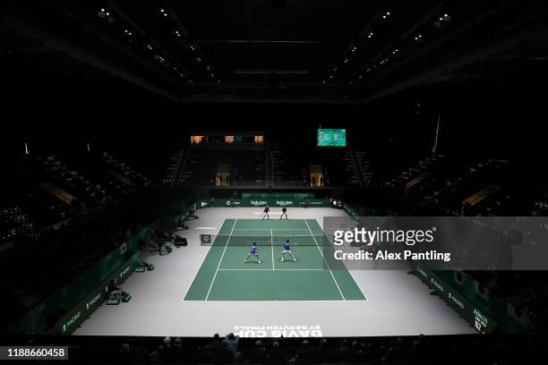 General view in the Doubles match between Japan and France during Day 2 of the 2019 Davis Cup at La Caja Magica on November 19, 2019 in Madrid, Spain.