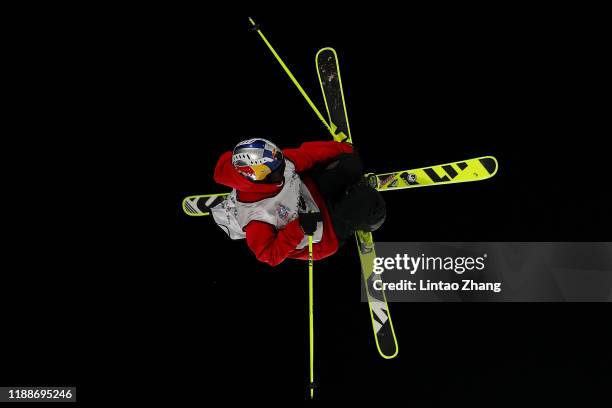 JesperTjader of Sweden competes in the Men's Freeski Big Air finals during the 2019 Air+Style Beijing FIS SnowBoard World Cup at Shougang Park on...