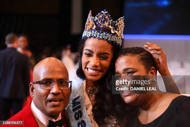 Miss Jamaica Toni-Ann Singh celebrates winning the Miss World Final 2019 at the Excel arena in east London on December 14, 2019.