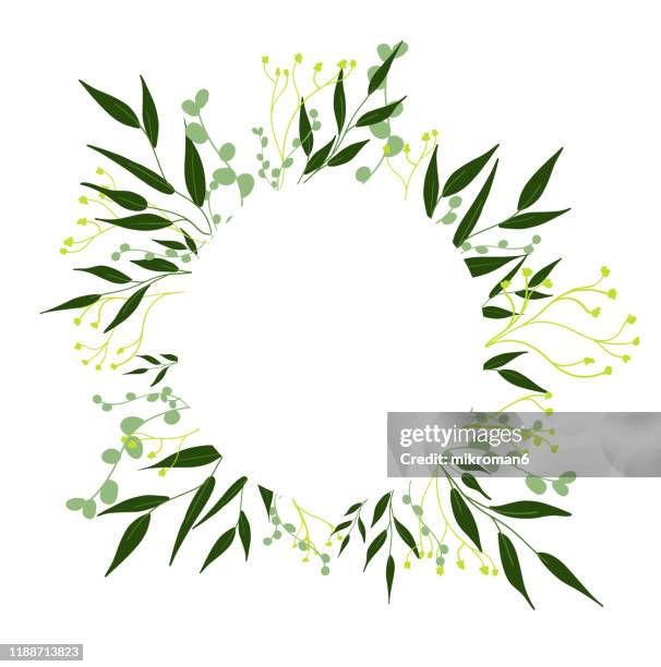 illustration of branches of tree, logo idea - sky and trees green leaf illustration foto e immagini stock