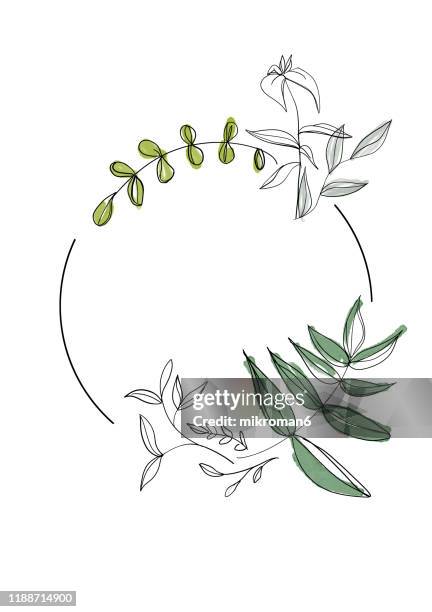 illustration of branches of tree, logo idea - flower outline stock pictures, royalty-free photos & images