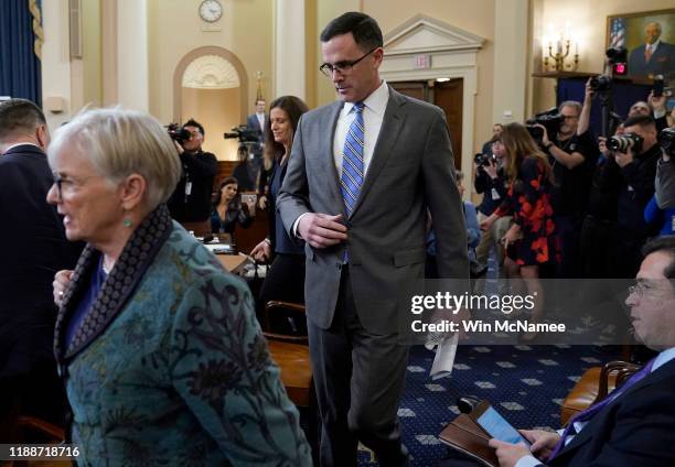 Former National Security Council Senior Director for European and Russian Affairs Tim Morrison arrives for testimony before the House Intelligence...