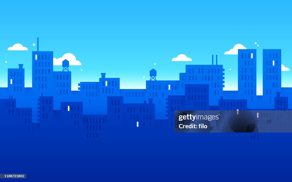 Sfondo urbano della città moderna blu