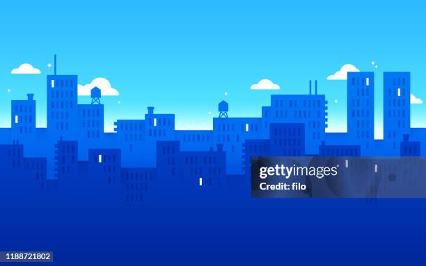 ilustrações, clipart, desenhos animados e ícones de fundo urbano moderno azul da cidade - edifício comercial