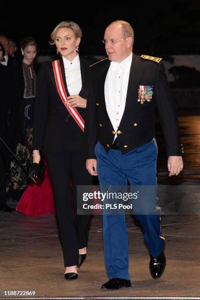 Princess Charlene of Monaco and Prince Albert II of Monaco attend the gala at the Opera during Monaco National Day celebrations on November 19, 2019...