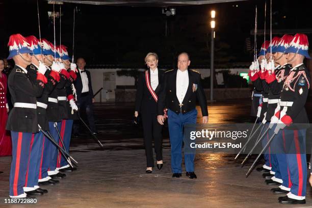 Princess Charlene of Monaco and Prince Albert II of Monaco attend the gala at the Opera during Monaco National Day celebrations on November 19, 2019...